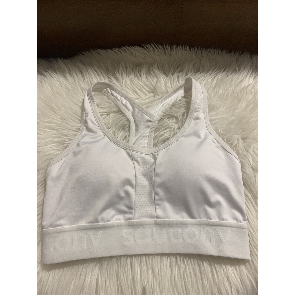 saucony Sports Bra Medium White Racerback Compression